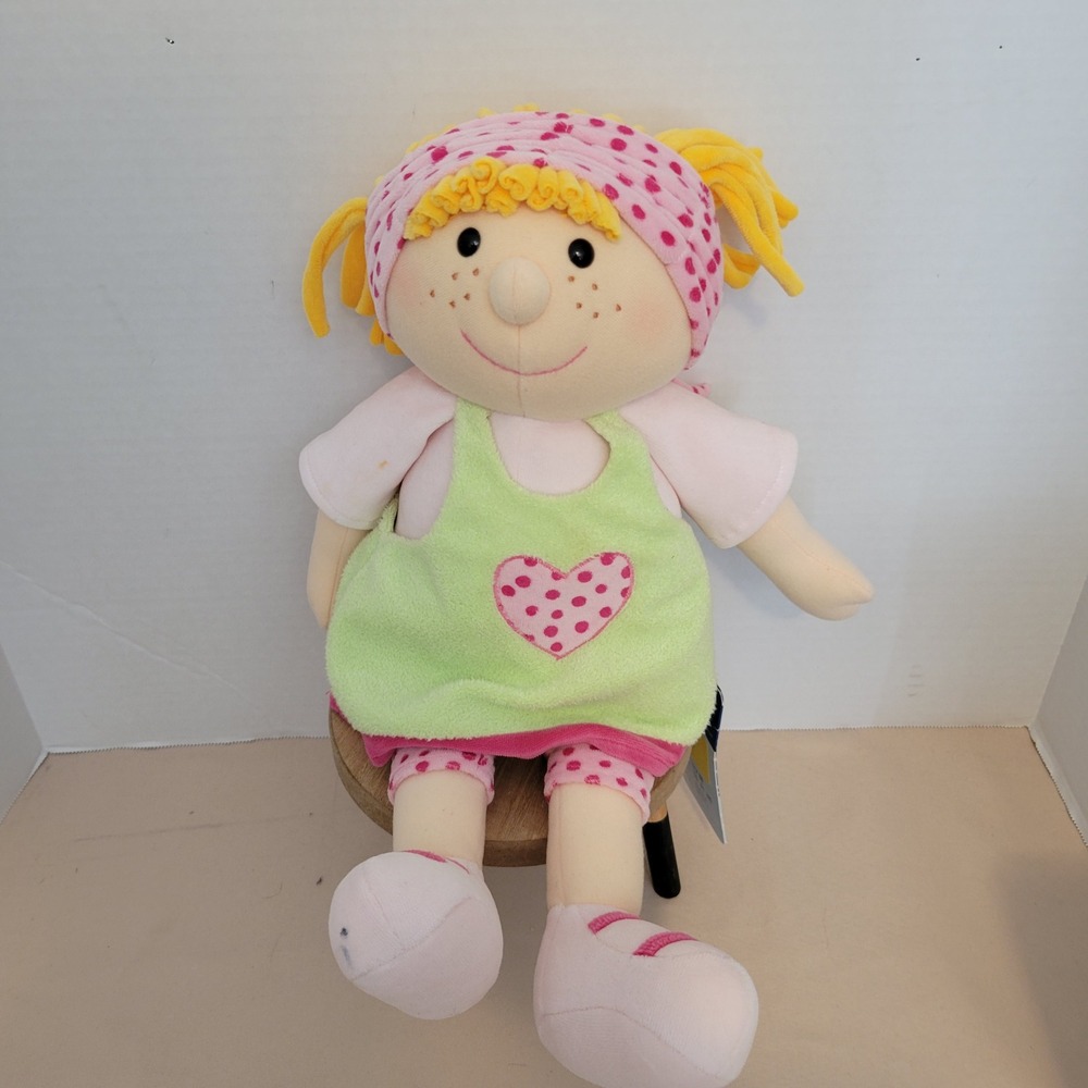 Sterntaler Plush Rag Doll Heart Jumper Polka Dot Headscarf Yellow Hair Spielzeug